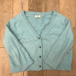 Aqua color Cropped Angora cardigan